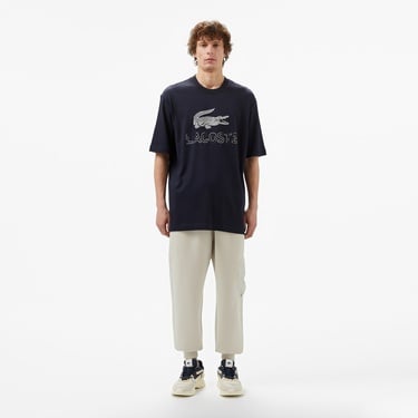  Lacoste Erkek Regular Fit Bisiklet Yaka Baskılı Lacivert T-Shirt
