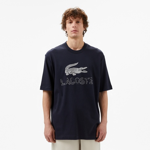  Lacoste Erkek Regular Fit Bisiklet Yaka Baskılı Lacivert T-Shirt