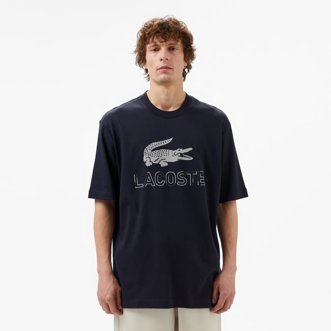  Lacoste Erkek Regular Fit Bisiklet Yaka Baskılı Lacivert T-Shirt