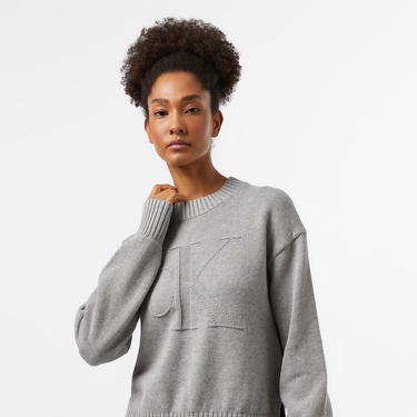  Calvin Klein Jeans intarsia Loose Kadın Gri Kazak