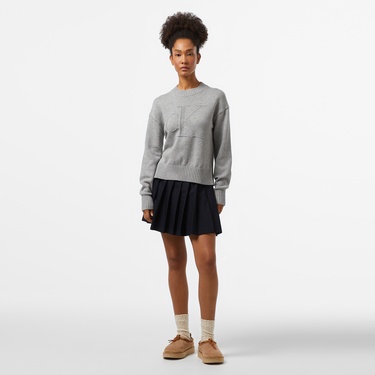  Calvin Klein Jeans intarsia Loose Kadın Gri Kazak