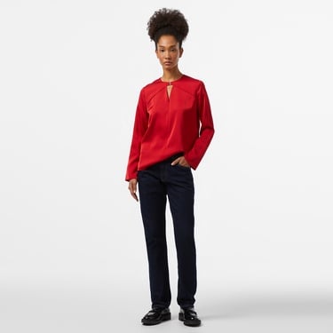  Calvin Klein Shiny Satin Blouse Kadın Kırmızı Bluz