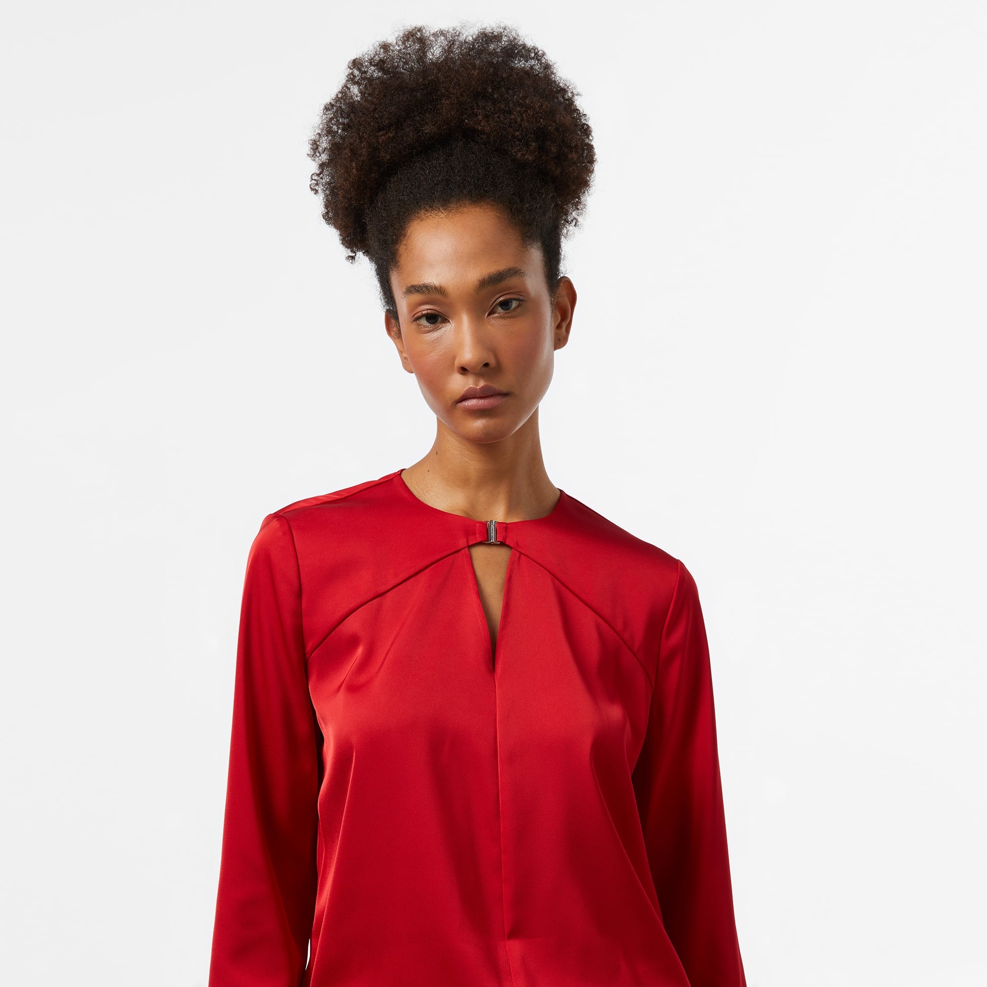 Calvin Klein Shiny Satin Blouse Kadın Kırmızı Bluz