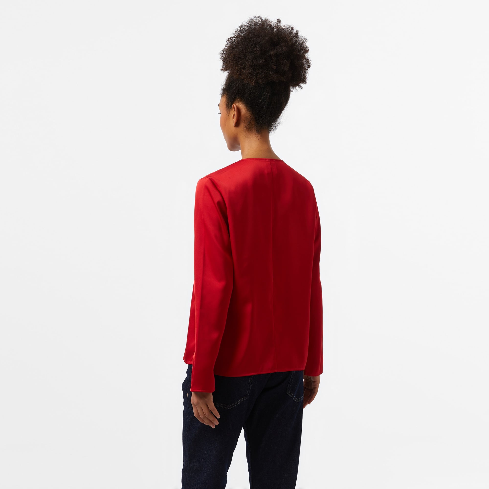 Calvin Klein Shiny Satin Blouse Kadın Kırmızı Bluz