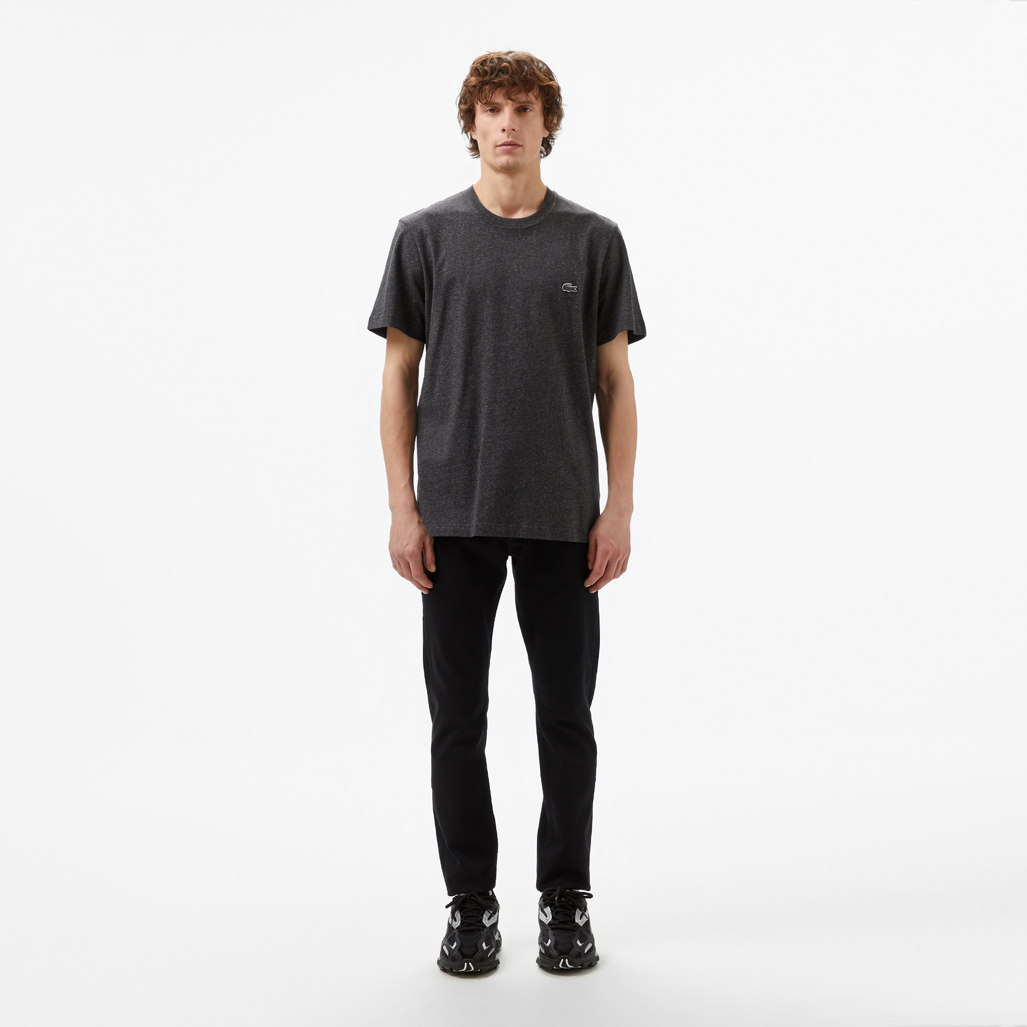 Lacoste Erkek Regular Fit Bisiklet Yaka Koyu Gri T-Shirt