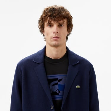  Lacoste Erkek Classic Fit V Yaka Lacivert Hırka