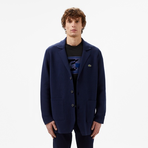  Lacoste Erkek Classic Fit V Yaka Lacivert Hırka