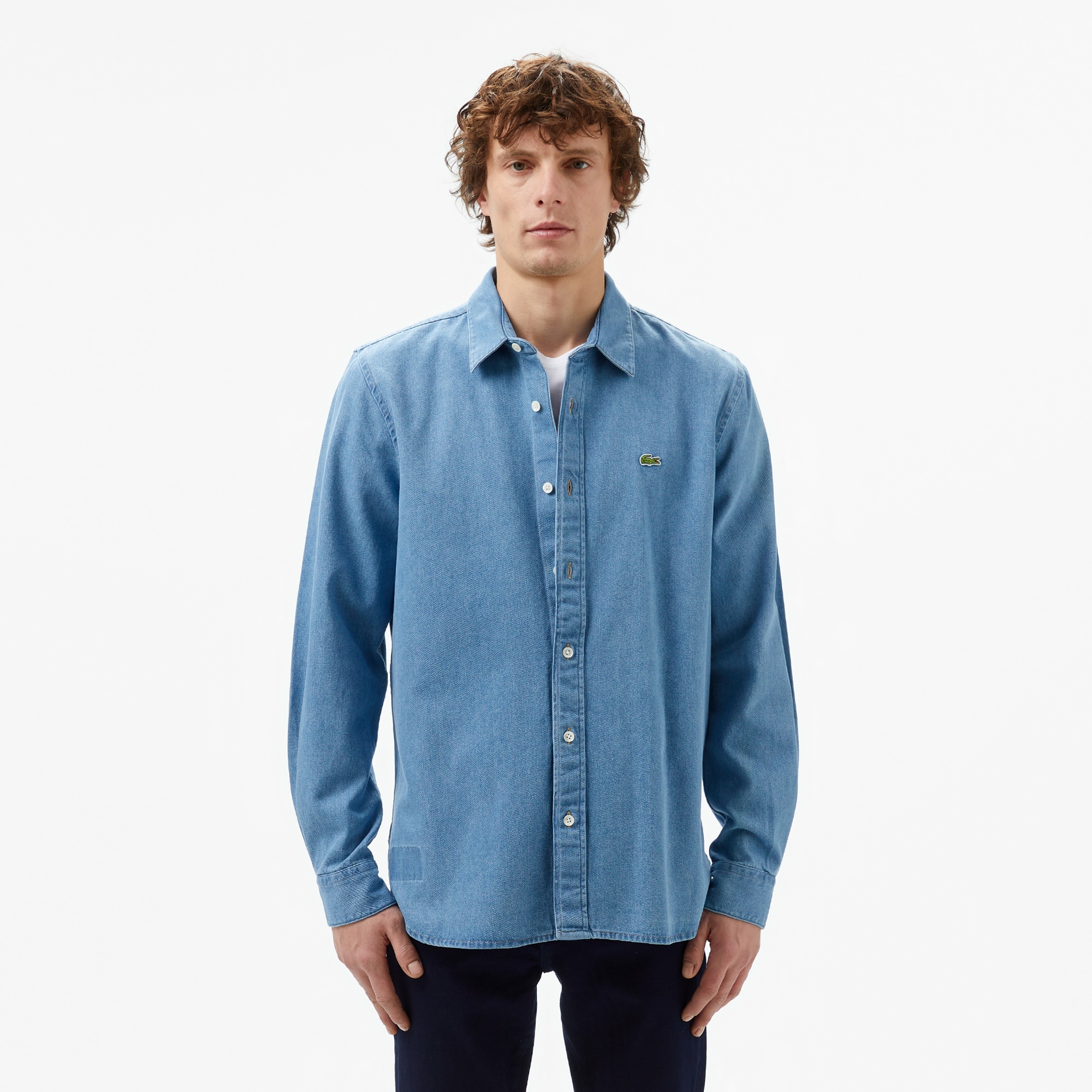 Lacoste Erkek Regular Fit Denim Mavi Gömlek