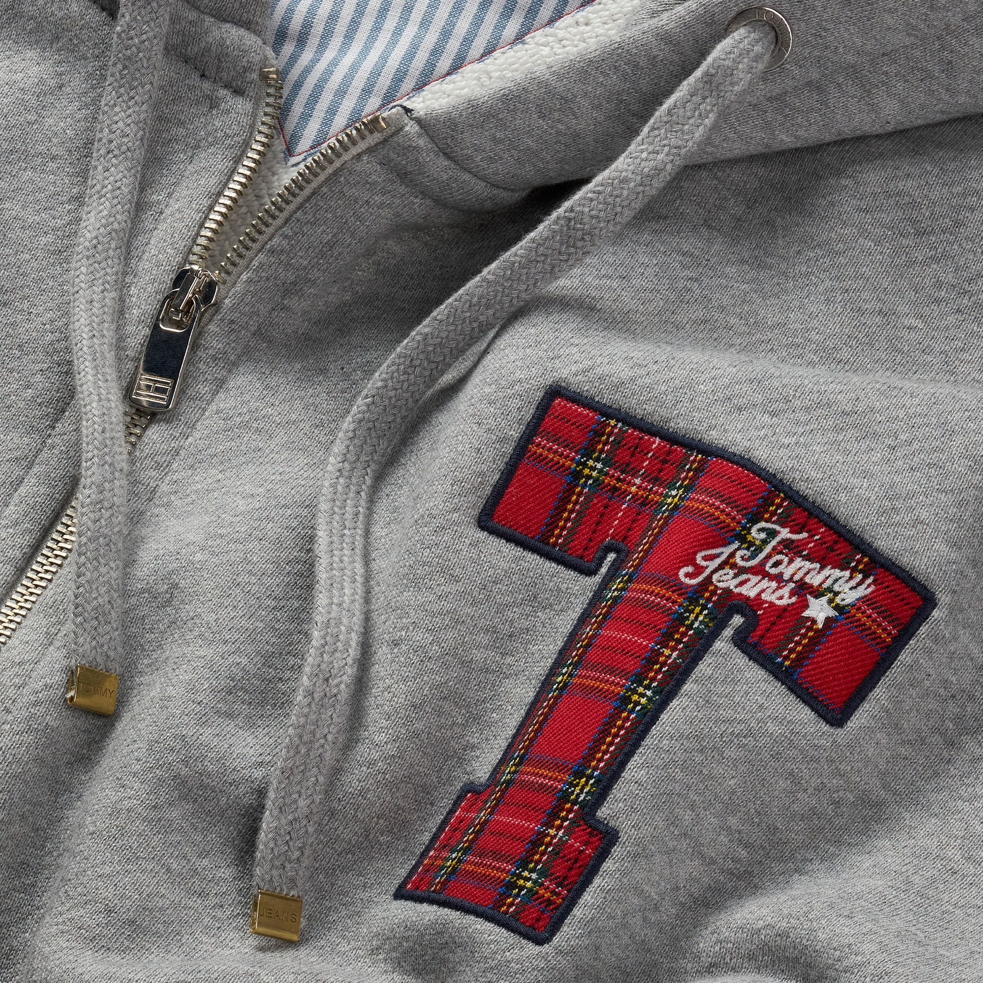 Tommy Hilfiger Tjw Zip Thru Applique Kadın Gri Hoodie