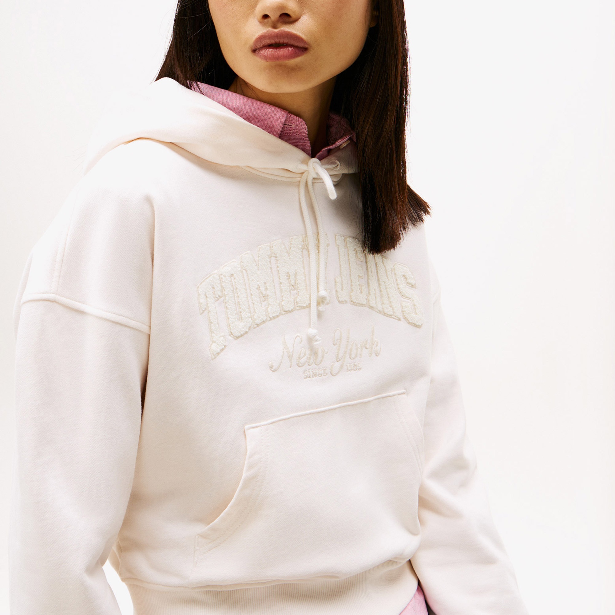 Tommy Hilfiger Tjw Boxy Crp Gmd Varsity Kadın Beyaz Hoodie