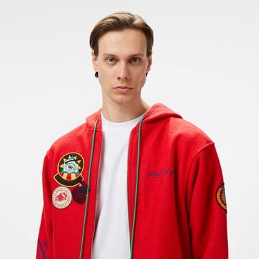  Story Of Angels Soa Big Chef Lana Wool Oversize Hooded Erkek Kırmızı Ceket