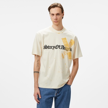  Story Of Angels Soa Gold Angel Hand-Dye  Erkek Krem T-Shirt