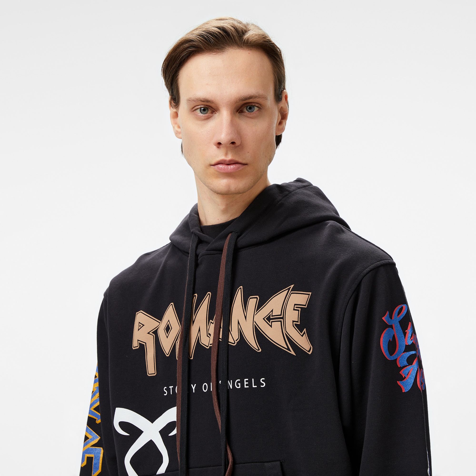 Story Of Angels Gold Angel Hand-Dye Erkek Siyah Hoodie