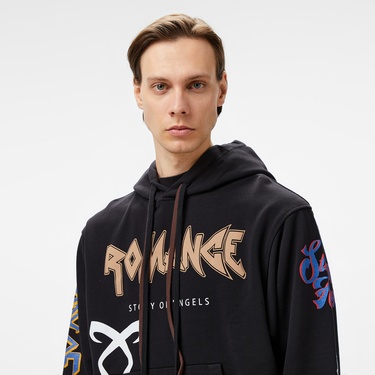  Story Of Angels Gold Angel Hand-Dye Erkek Siyah Hoodie