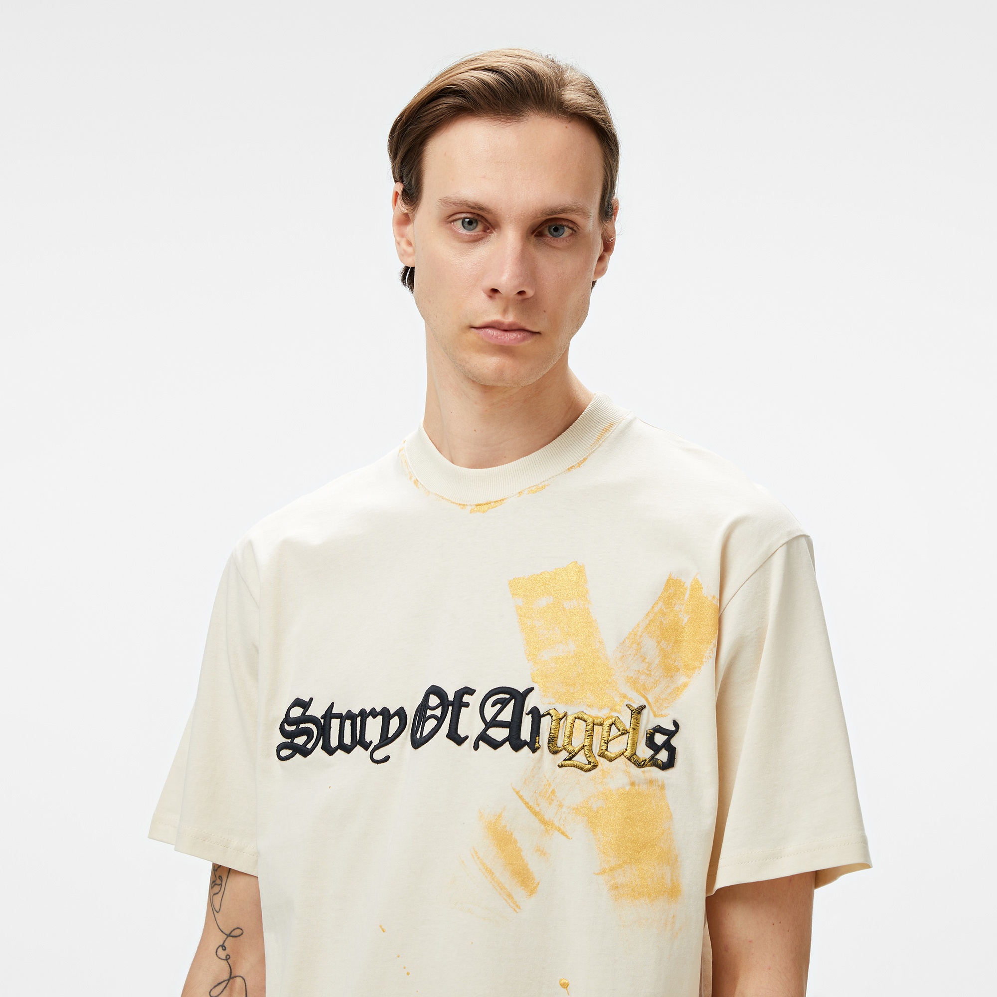 Story Of Angels Soa Gold Angel Hand-Dye  Erkek Krem T-Shirt