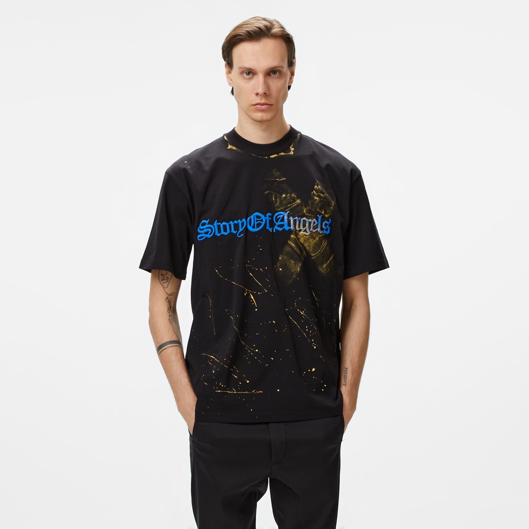 Story Of Angels Soa Gold Angel Hand-Dye  Erkek Siyah T-Shirt