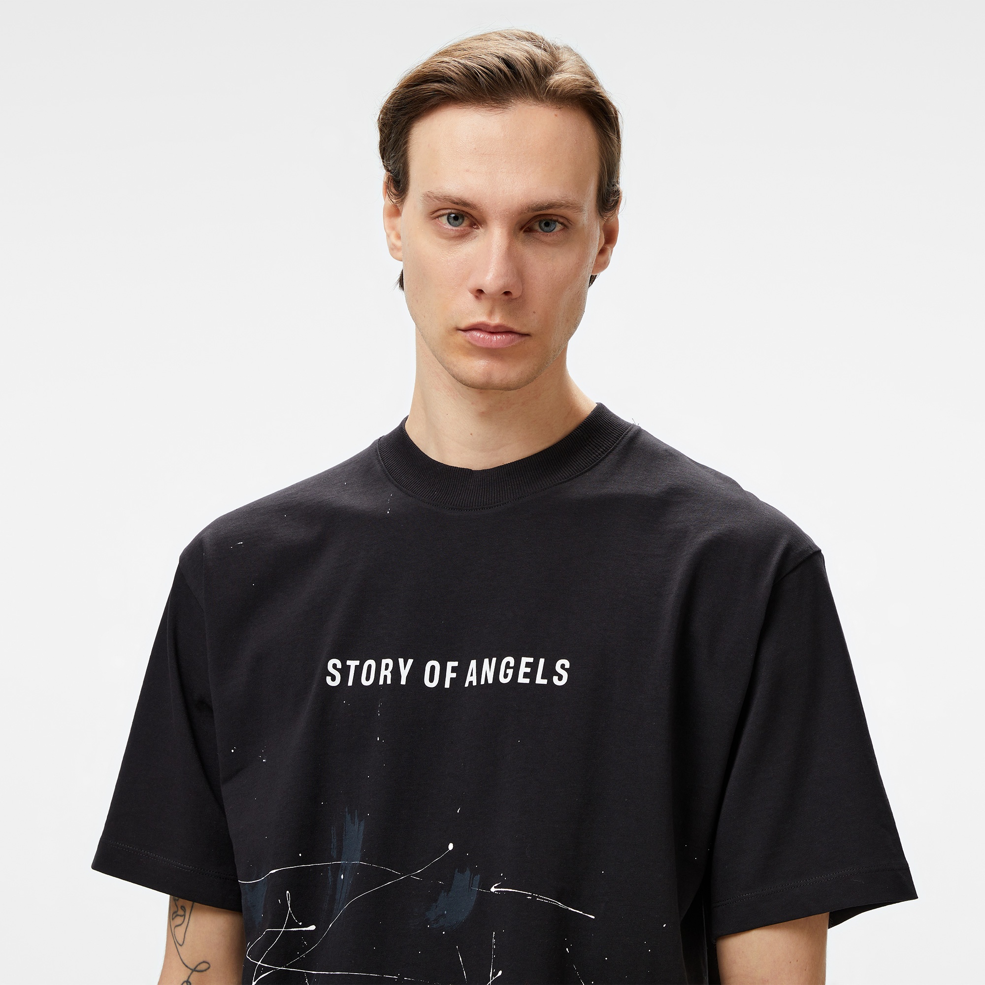 Story Of Angels Soa Romance Hand-Dye  Erkek Siyah T-Shirt