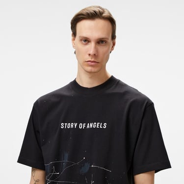  Story Of Angels Soa Romance Hand-Dye  Erkek Siyah T-Shirt
