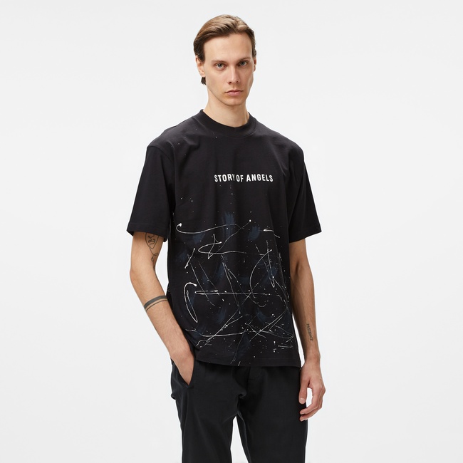  Story Of Angels Soa Romance Hand-Dye  Erkek Siyah T-Shirt