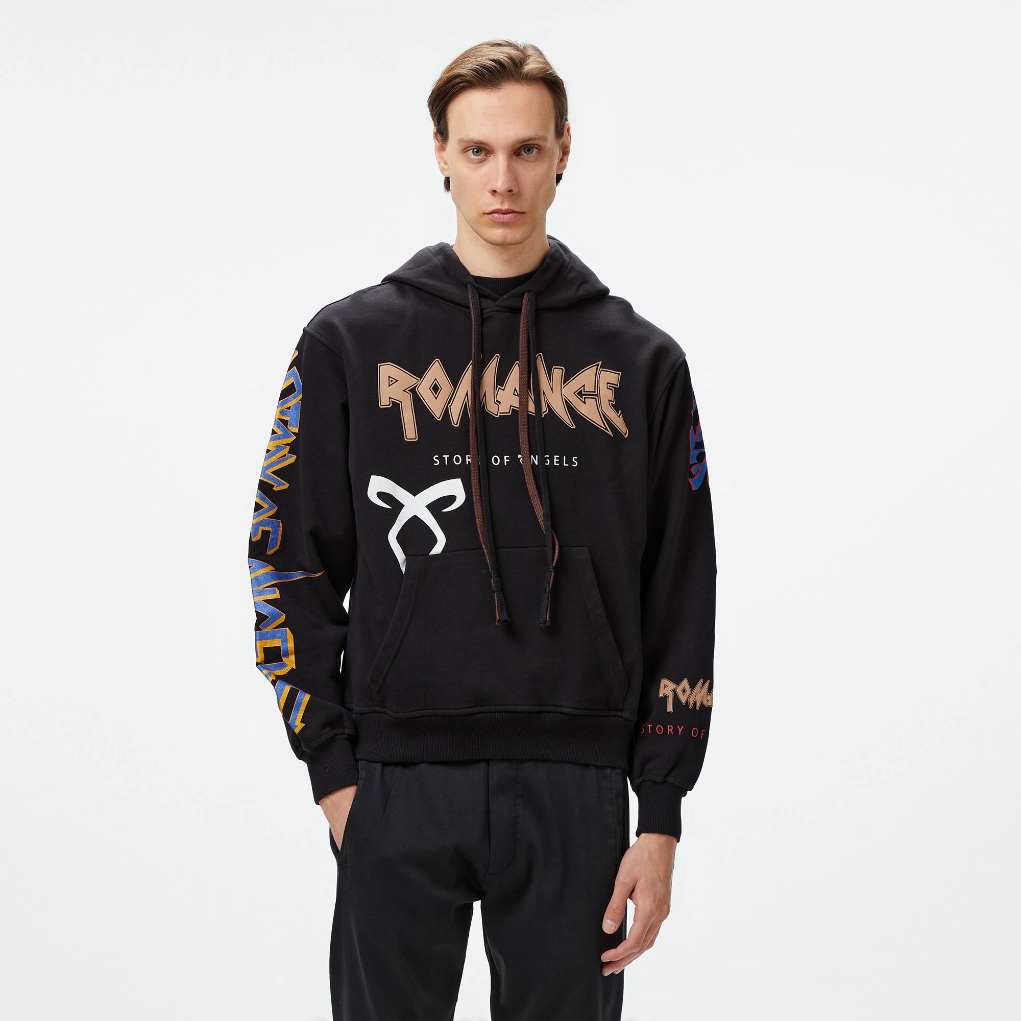 Story Of Angels Gold Angel Hand-Dye Erkek Siyah Hoodie