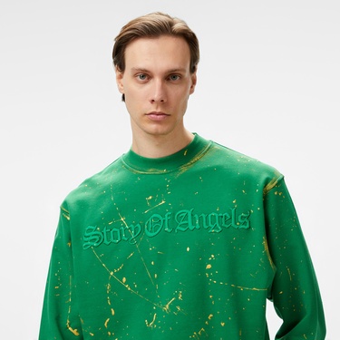  Story Of Angels Soa Gold Angel Hand-Dye  Erkek Yeşil Sweatshirt