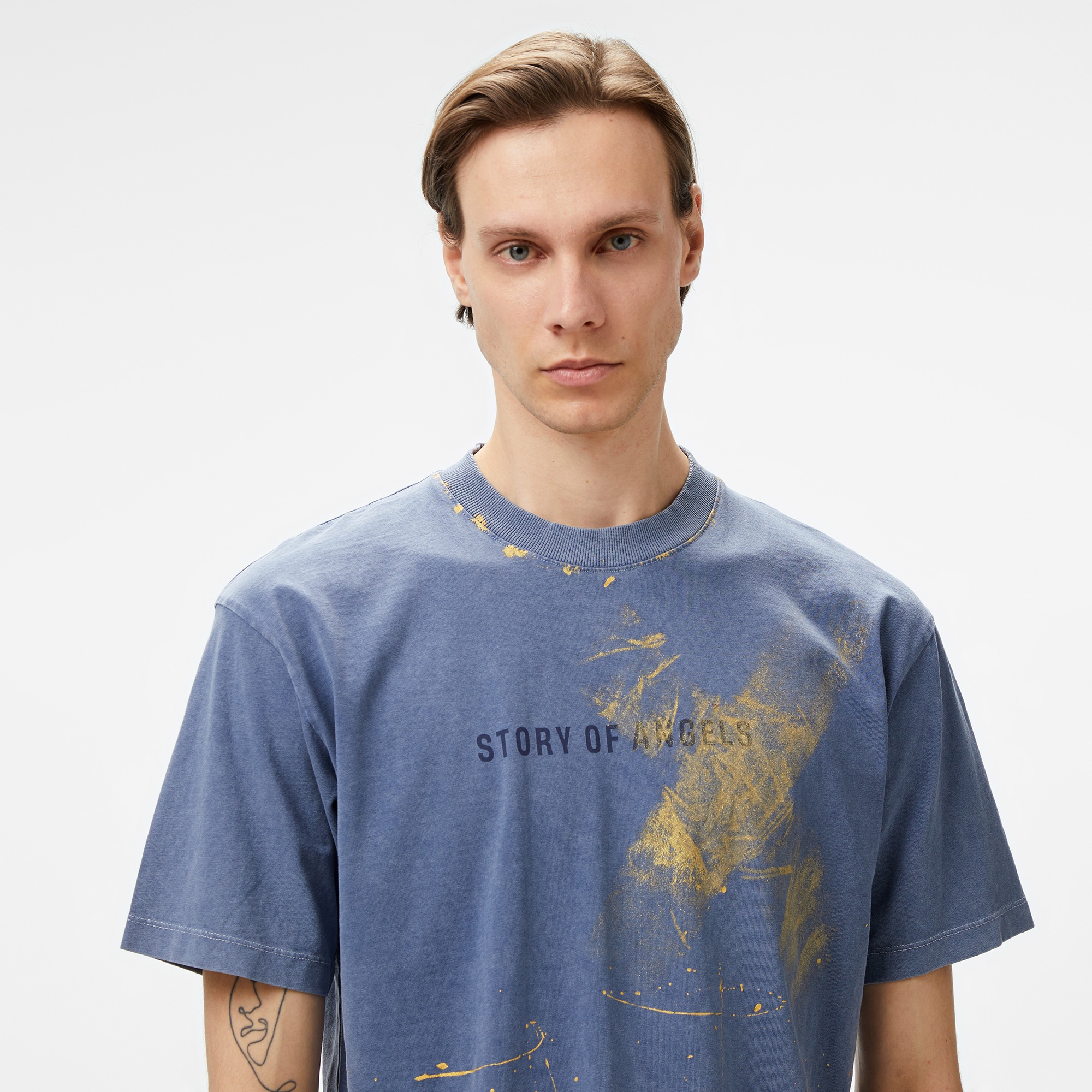 Story Of Angels Soa Romance Hand-Dye  Erkek Lacivert T-Shirt