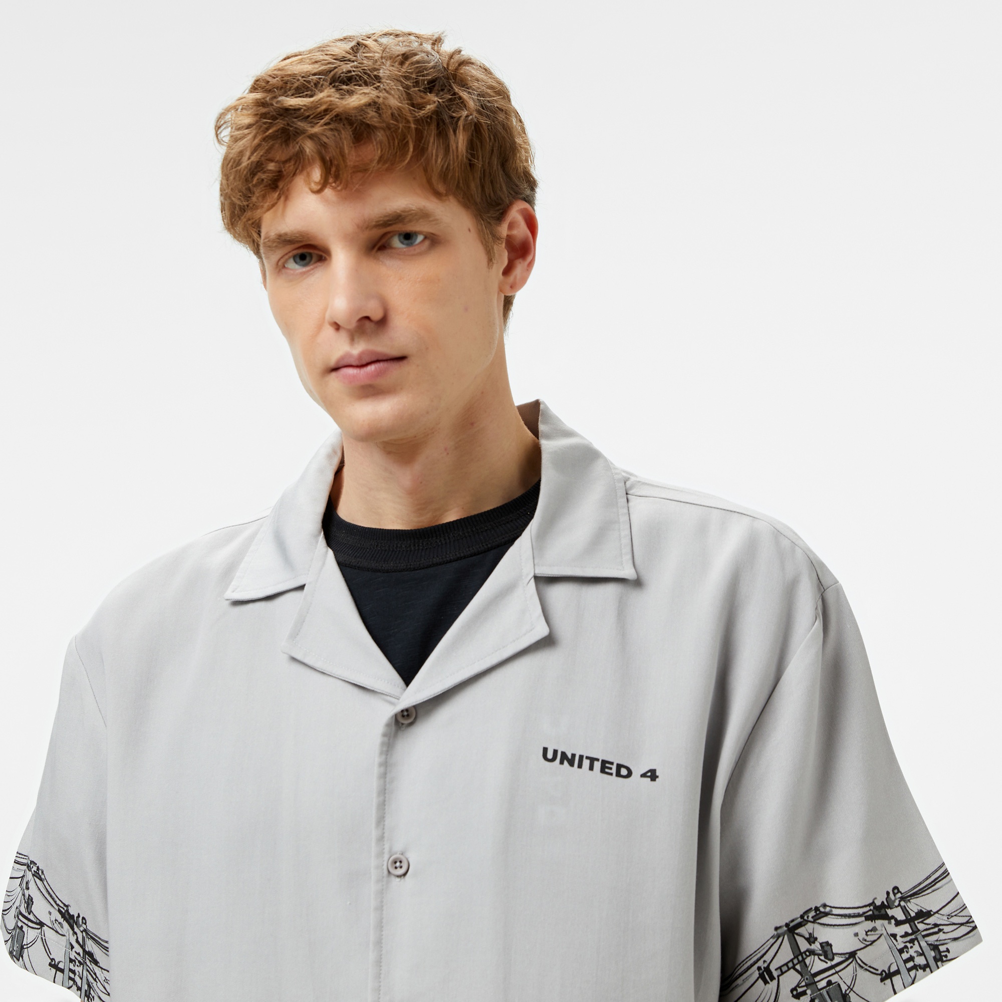 UNITED4 Erkek Gri Gömlek
