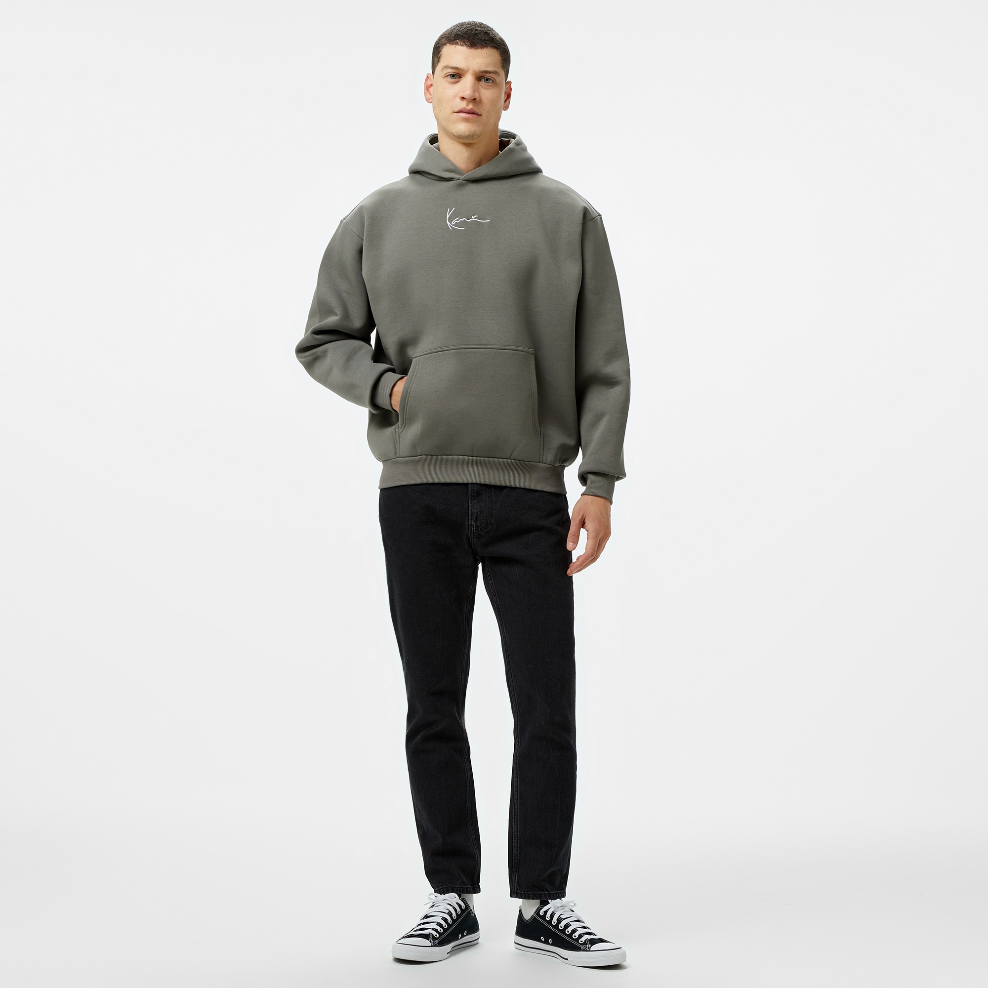 Karl Kani Small Signature Essential Os  Erkek Gri Hoodie