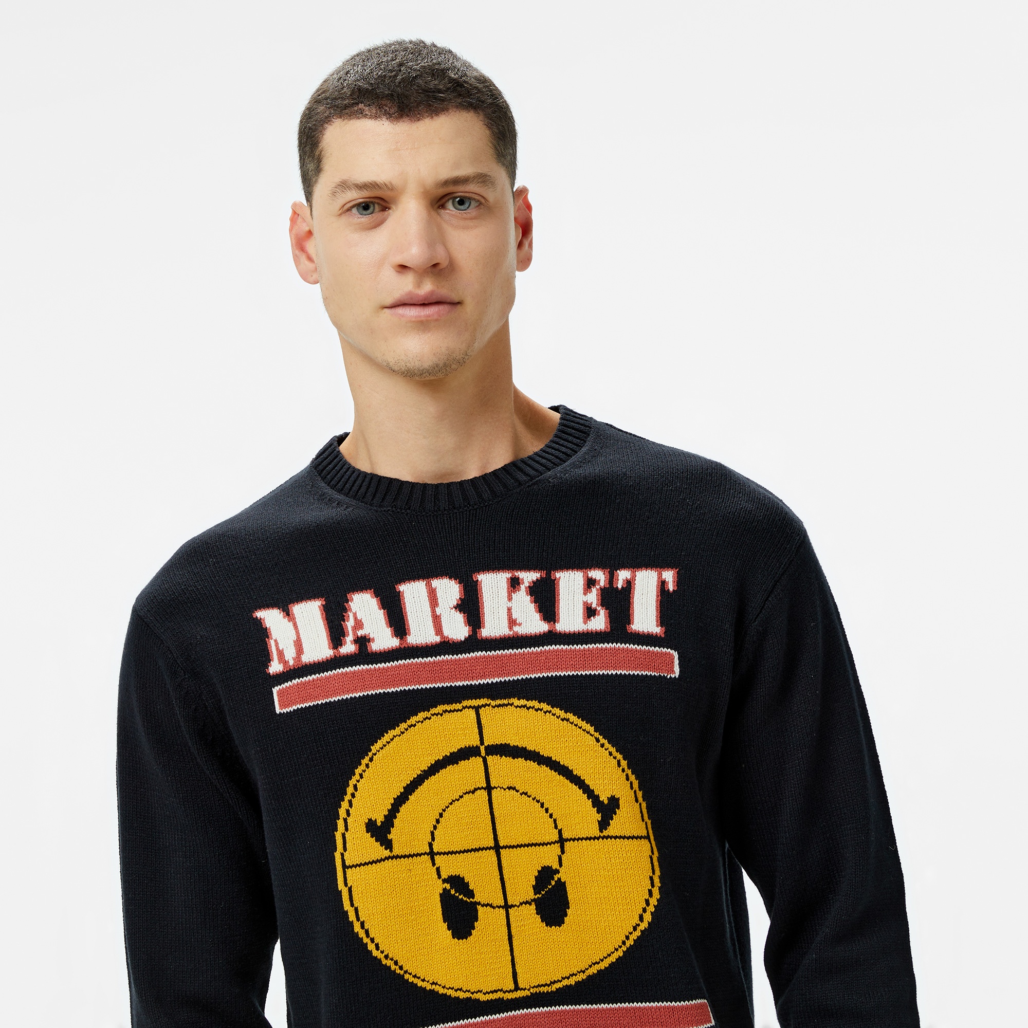 Market Smiley Focus ter Erkek Siyah Sweatshirt