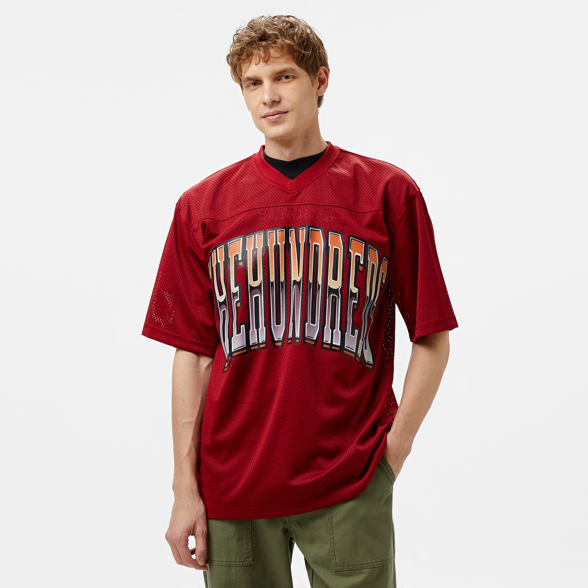The Hundreds Division Football Jersey Erkek Bordo T-Shirt