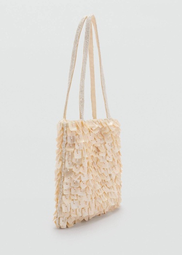  Mango Kadın İnci El Çantası Fildişi Rengi