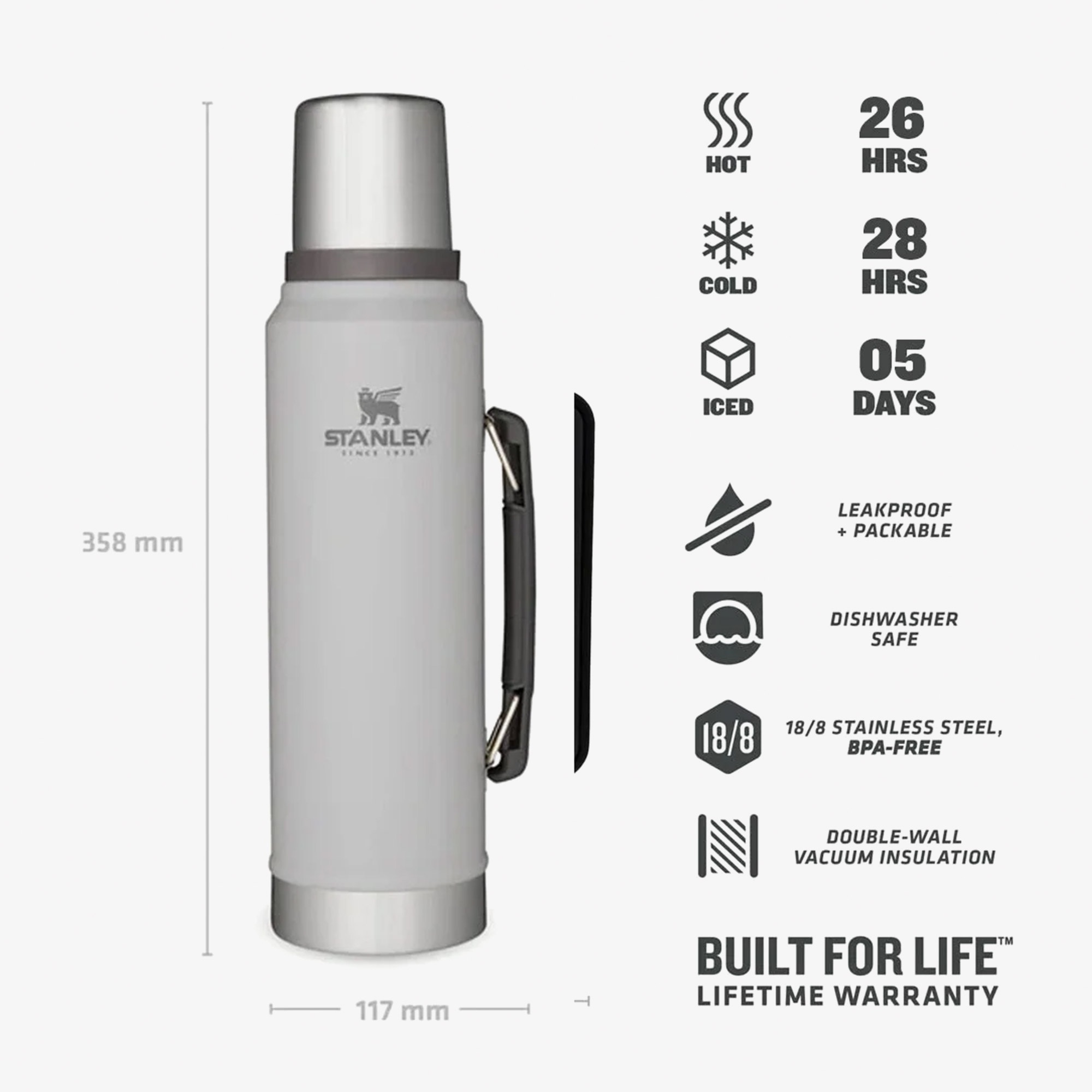 Stanley 1.1L Classic Vakumlu Gri Termos