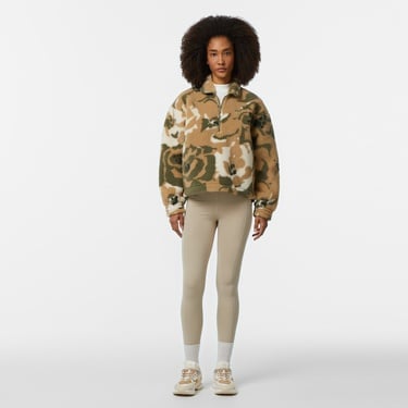  Kadın Oversize Fit Yarım Fermuarlı Haki Sweatshirt