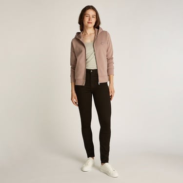  Calvin Klein Satin Regular Zip Kadın Kahverengi Sweatshirt