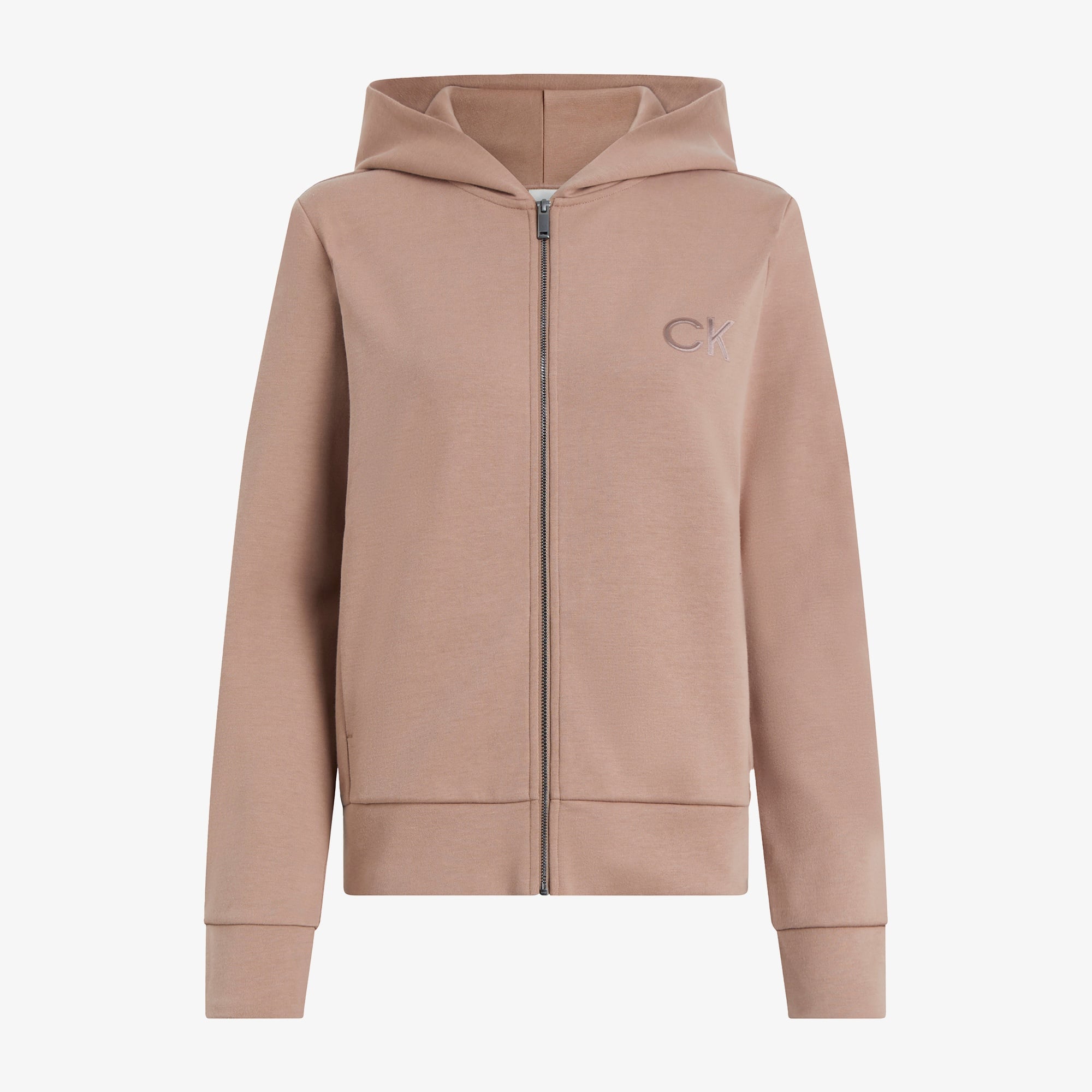 Calvin Klein Satin Regular Zip Kadın Bej Sweatshirt