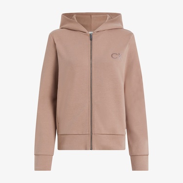  Calvin Klein Satin Regular Zip Kadın Kahverengi Sweatshirt