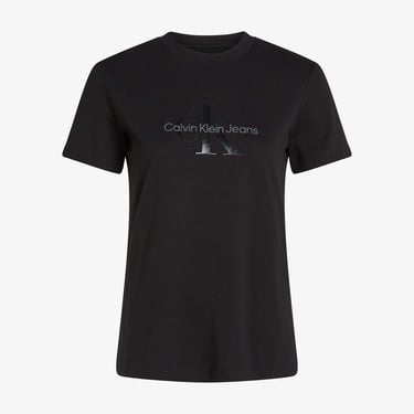  Calvin Klein Glossy Monologo Regular Kadın Siyah T-Shirt