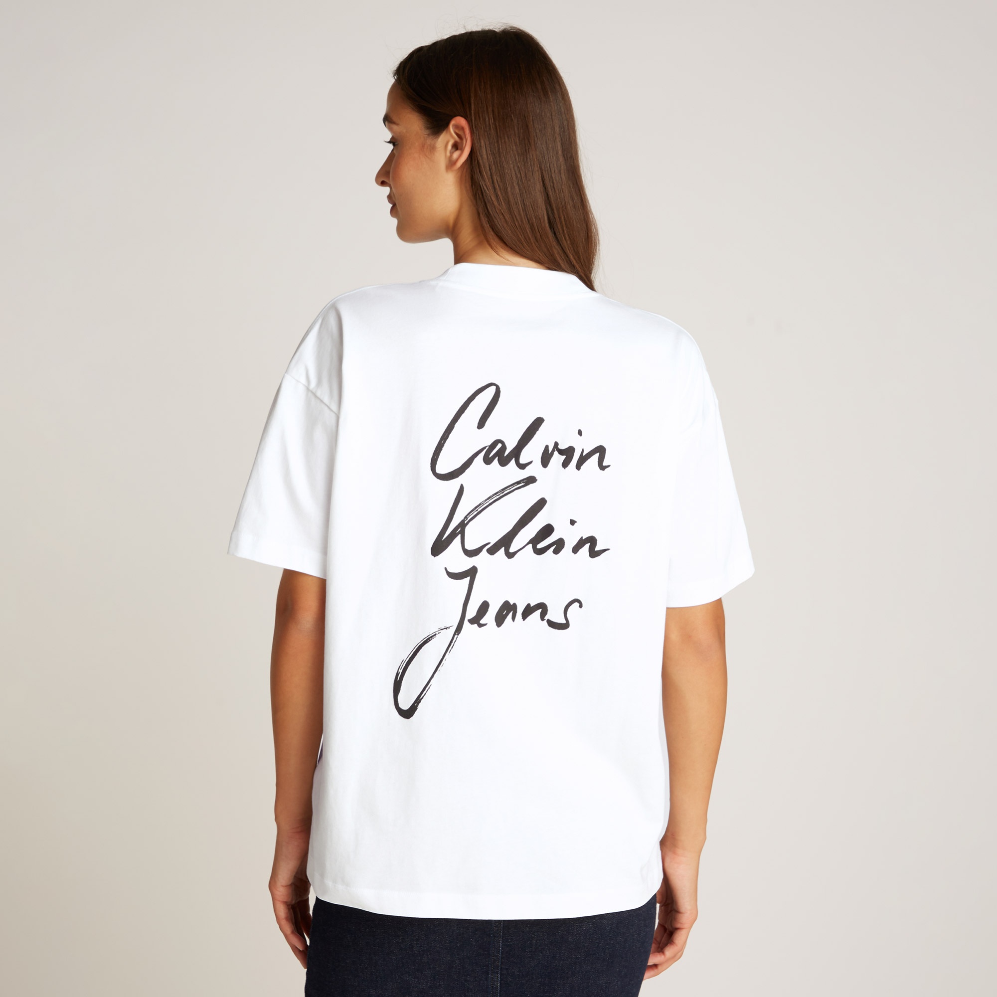 Calvin Klein Script İnstitutional Bf Kadın Beyaz T-Shirt