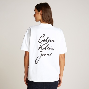  Calvin Klein Script İnstitutional Bf Kadın Beyaz T-Shirt