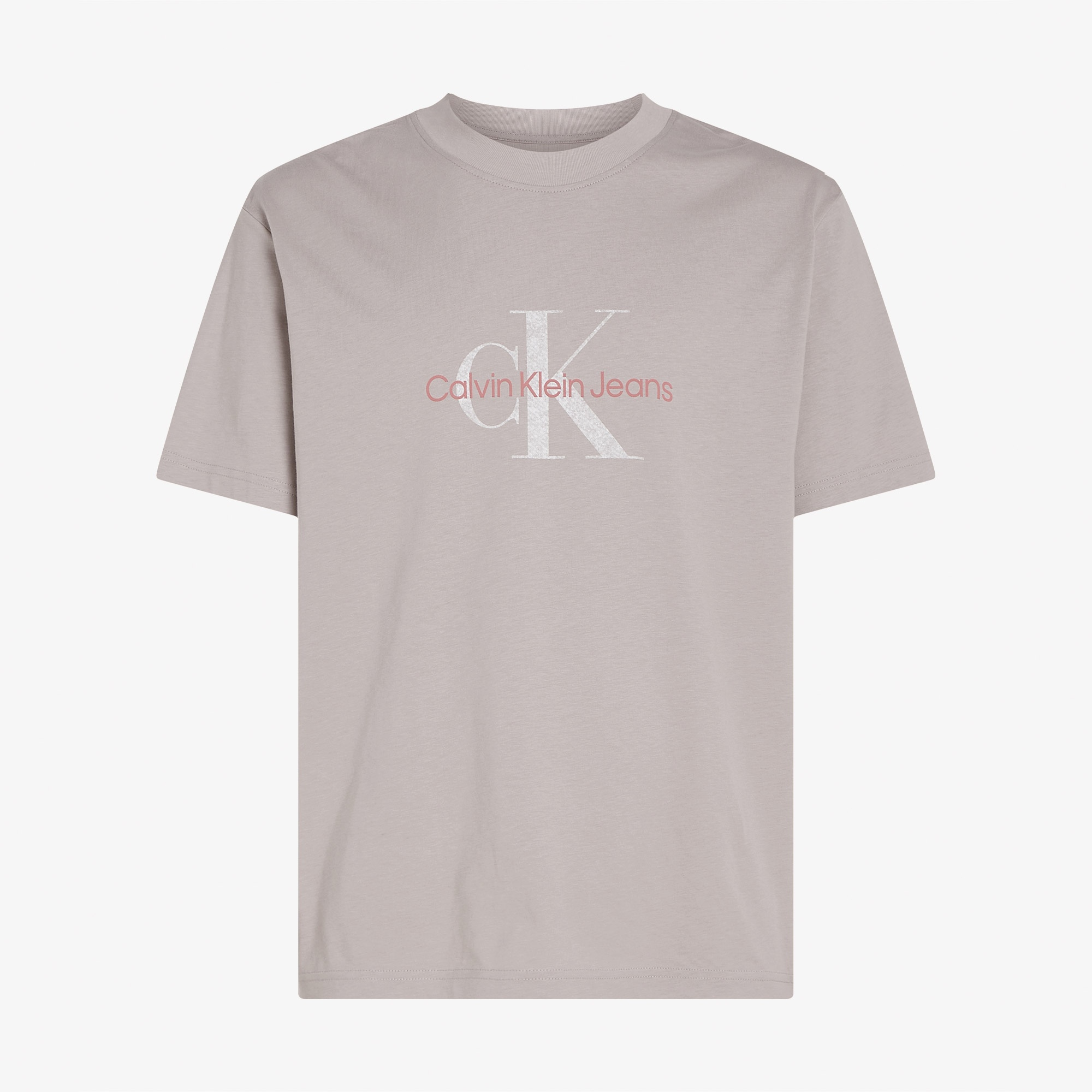 Calvin Klein Textured Monologo Erkek Gri T-Shirt