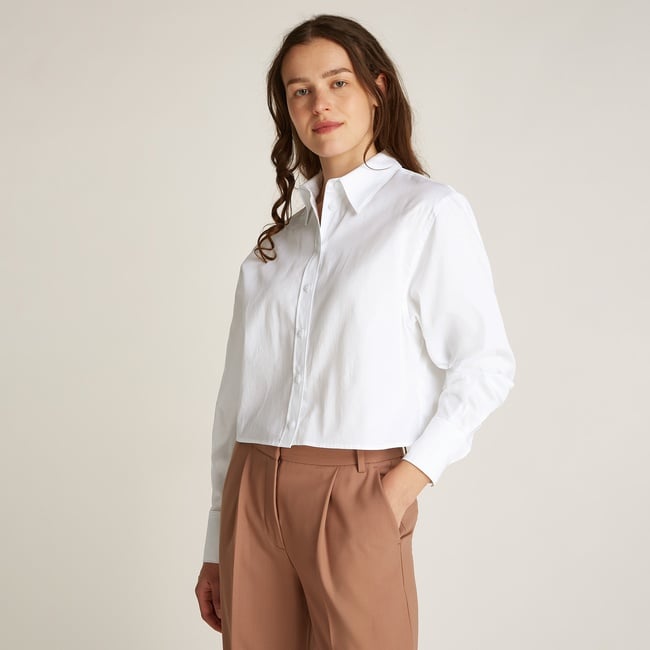  Calvin Klein Soft Cotton Modern Kadın Beyaz Gömlek