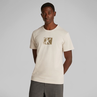  Calvin Klein Small Box Erkek Bej T-Shirt