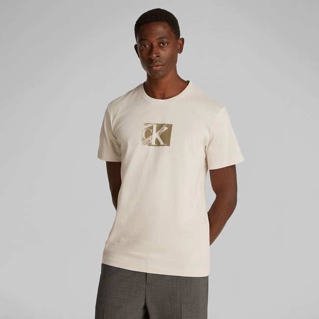  Calvin Klein Small Box Erkek Bej T-Shirt