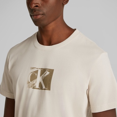  Calvin Klein Small Box Erkek Bej T-Shirt