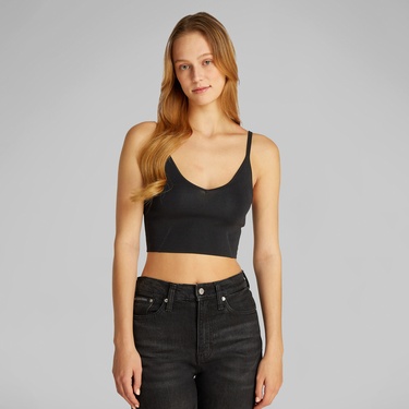  Calvin Klein Rayon Sweater Bralette Kadın Siyah Triko