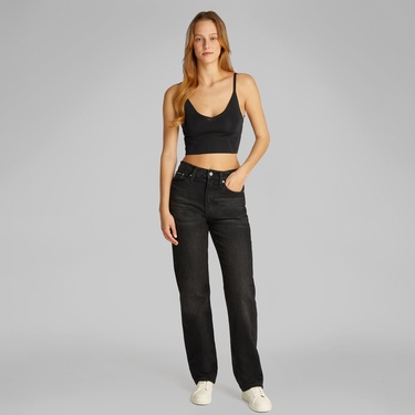  Calvin Klein Rayon Sweater Bralette Kadın Siyah Triko