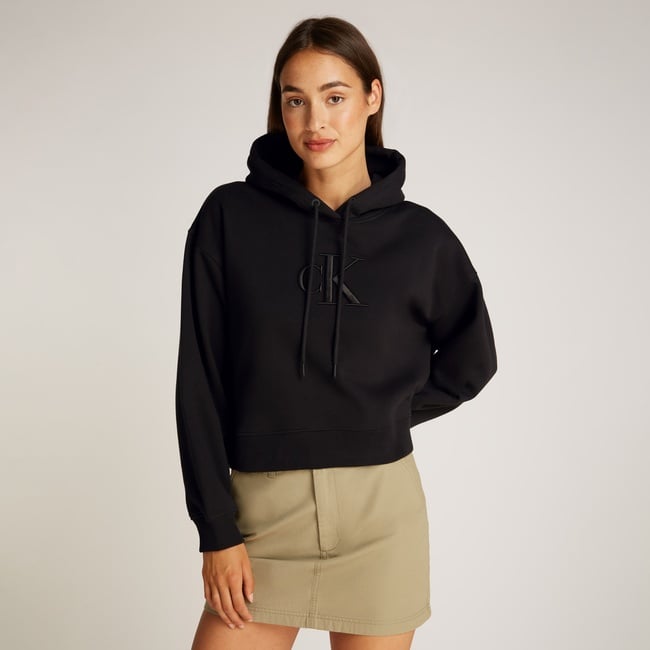  Calvin Klein Raised Embroidery Kadın Siyah Sweatshirt