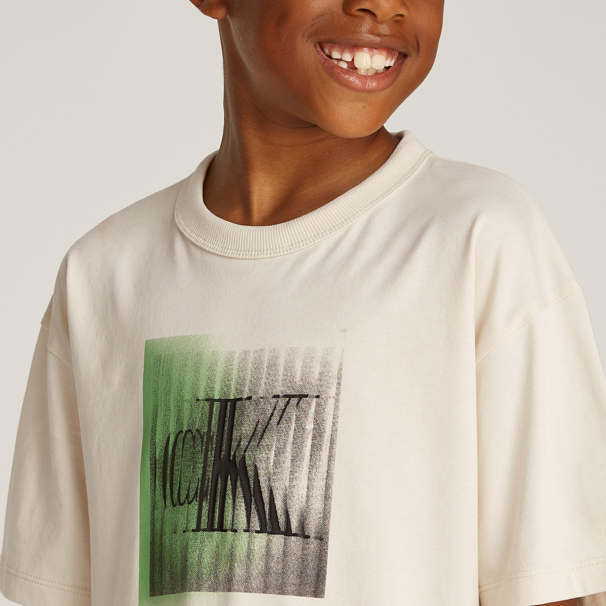 Calvin Klein Large Shifted Çocuk Bej T-Shirt