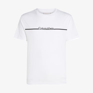  Calvin Klein Split Line Logo Erkek Beyaz T-Shirt