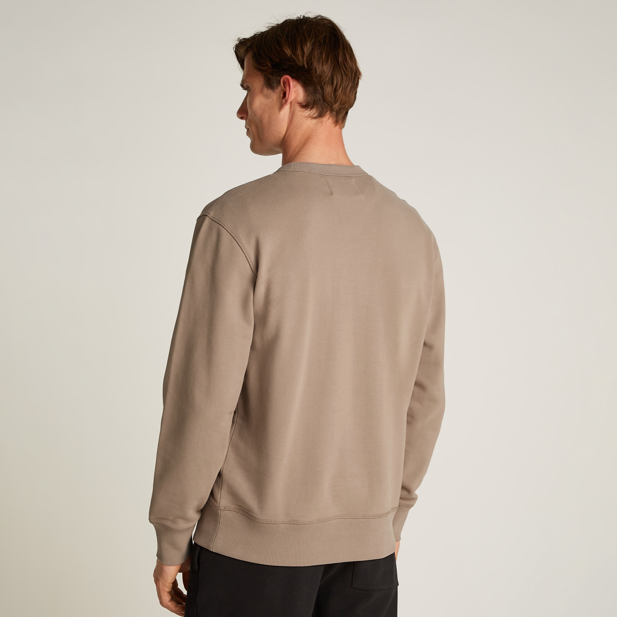 Calvin Klein Woven Label Crew Ne Erkek Gri Sweatshirt